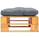 Vidaxl repose - pied palette de jardin et coussin gris marron miel bois