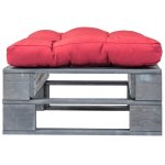 Vidaxl repose - pied palette de jardin avec coussin rouge bois gris