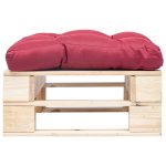 Vidaxl repose - pied palette de jardin et coussin rouge bois naturel