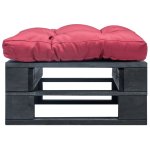 Vidaxl repose - pied palette de jardin et coussin rouge bois noir