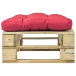 Vidaxl repose - pied palette de jardin avec coussin rouge bois vert