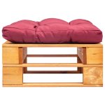 Vidaxl repose - pied palette de jardin et coussin rouge marron miel bois