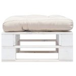 Vidaxl repose - pied palette de jardin avec coussin sable blanc bois