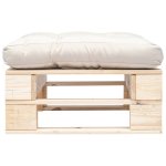Vidaxl repose - pied palette de jardin et coussin sable bois naturel