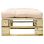 Vidaxl repose - pied palette de jardin avec coussin sable bois vert