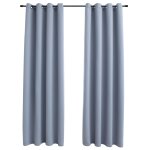 Vidaxl rideaux occultants avec anneaux en mtal 2 pcs gris 140x225 cm