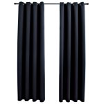 Vidaxl rideaux occultants avec anneaux en mtal 2 pcs noir 140x175 cm