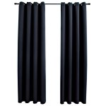 Vidaxl rideaux occultants avec anneaux en mtal 2 pcs noir 140x245 cm