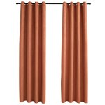 Vidaxl rideaux occultants et anneaux en mtal 2 pcs rouille 140x225 cm