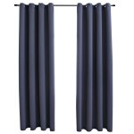 Vidaxl rideaux occultants avec anneaux m�tal 2pcs anthracite 140x225cm