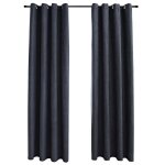Vidaxl rideaux occultants avec anneaux m�tal 2pcs anthracite 140x245cm