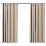 Vidaxl rideaux occultants aspect lin et crochets 2 pcs beige 140x175cm
