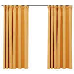 Vidaxl rideaux occultants aspect lin et crochets 2 pcs jaune 140x175cm
