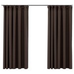 Vidaxl rideaux occultants aspect lin et crochets 2 pcs taupe 140x175cm