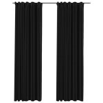 Vidaxl rideaux occultants aspect lin crochet 2pcs anthracite 140x225cm Vidaxl rideaux occultants aspect lin crochet 2pcs anthracite 140x225cm