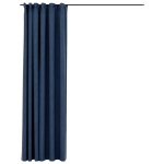 Vidaxl rideau occultant d'aspect de lin avec crochets bleu 290x245 cm