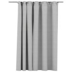 Vidaxl rideau occultant d'aspect de lin avec crochets gris 290x245 cm