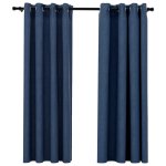 Vidaxl rideaux occultants aspect lin avec ?illets 2 pcs bleu 140x175cm Vidaxl rideaux occultants aspect lin avec ?illets 2 pcs bleu 140x175cm