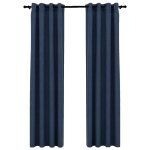 Vidaxl rideaux occultants aspect lin avec ?illets 2 pcs bleu 140x245cm Vidaxl rideaux occultants aspect lin avec ?illets 2 pcs bleu 140x245cm