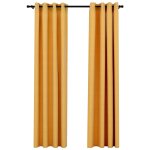 Vidaxl rideaux occultants aspect lin à ?illets 2 pcs jaune 140x225 cm Vidaxl rideaux occultants aspect lin à ?illets 2 pcs jaune 140x225 cm
