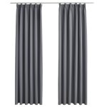 Vidaxl rideaux occultants avec crochets 2 pcs gris 140x175 cm