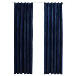 Vidaxl rideaux occultants et crochet 2pcs velours bleu fonc 140x225cm
