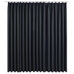 Vidaxl rideau occultant avec crochets noir 290x245 cm