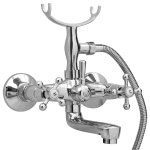 Vidaxl robinet de baignoire  2 poignes et dviateur de douche chrome