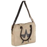 Vidaxl sac  main beige 40 x 54 cm toile et cuir vritable
