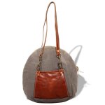 Vidaxl sac  main toile et cuir vritable gris