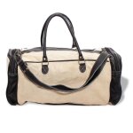 Vidaxl sac de week - end toile et cuir vritable beige