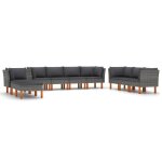 Vidaxl salon de jardin 10 pcs avec coussins r�sine tress�e gris
