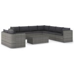 Vidaxl salon de jardin 10 pcs avec coussins rsine tresse gris
