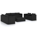 Vidaxl salon de jardin 10 pcs avec coussins rsine tresse noir