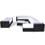 Vidaxl salon de jardin 10 pcs avec coussins r�sine tress�e noir