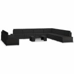 Vidaxl salon de jardin 10 pcs rsine tresse noir