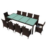 Vidaxl salon de jardin 11 pcs avec coussins rsine tresse marron