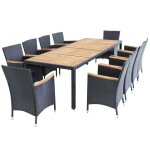 Vidaxl salon de jardin 11 pcs avec coussins r�sine tress�e noir