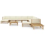Vidaxl salon de jardin 12 pcs avec coussins blanc cr�me bambou