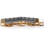 Vidaxl salon de jardin 12 pcs avec coussin bois d'acacia solide