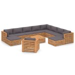 Vidaxl salon de jardin 12 pcs avec coussin bois de teck solide Vidaxl salon de jardin 12 pcs avec coussin bois de teck solide