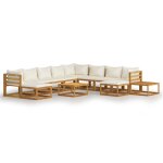 Vidaxl salon de jardin 12 pcs avec coussin crème bois d'acacia solide Vidaxl salon de jardin 12 pcs avec coussin crème bois d'acacia solide