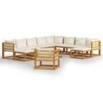 Vidaxl salon de jardin 12 pcs avec coussin cr�me bois d'acacia solide