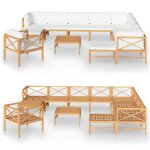 Vidaxl salon de jardin 12 pcs avec coussins crème bois de teck solide Vidaxl salon de jardin 12 pcs avec coussins crème bois de teck solide