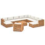 Vidaxl salon de jardin 12 pcs avec coussin crème bois de teck solide Vidaxl salon de jardin 12 pcs avec coussin crème bois de teck solide