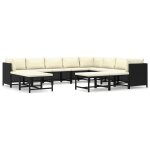 Vidaxl salon de jardin 12 pcs avec coussins r�sine tress�e noir