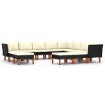 Vidaxl salon de jardin 12 pcs avec coussins résine tressée noir Vidaxl salon de jardin 12 pcs avec coussins résine tressée noir