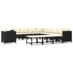 Vidaxl salon de jardin 12 pcs avec coussins r�sine tress�e noir