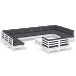Vidaxl salon de jardin 13 pcs avec coussins blanc bois de pin Vidaxl salon de jardin 13 pcs avec coussins blanc bois de pin