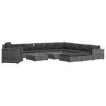 Vidaxl salon de jardin 13 pcs avec coussins rsine tresse gris